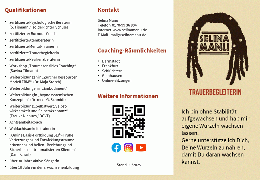Selina Manu - Flyer Trauerbegleitung
