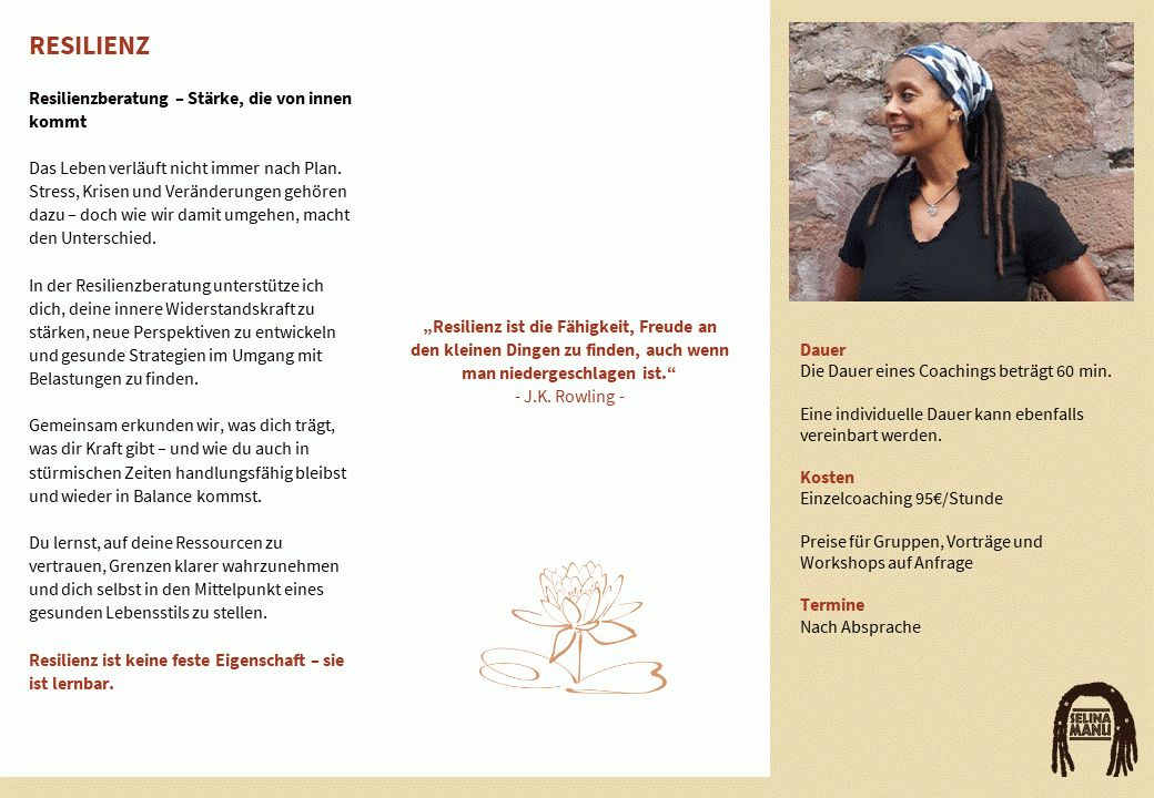 Selina Manu - Flyer Resilienzberatung