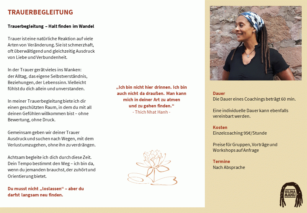 Selina Manu - Flyer Trauerbegleitung