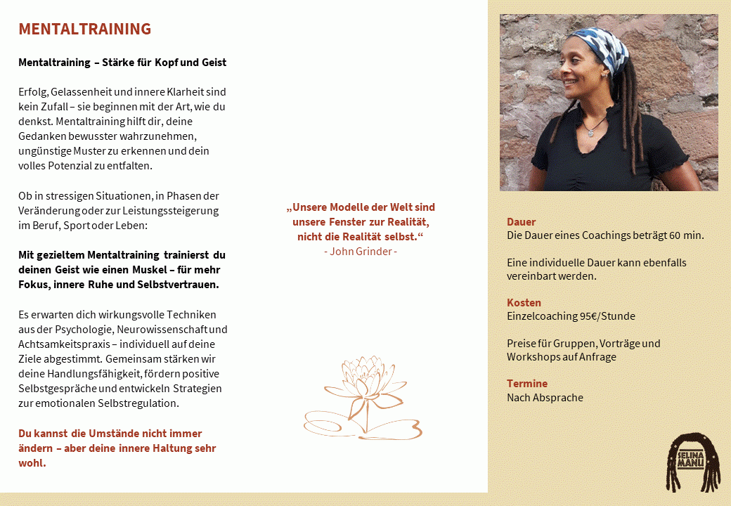 Selina Manu - Flyer Mentaltraining