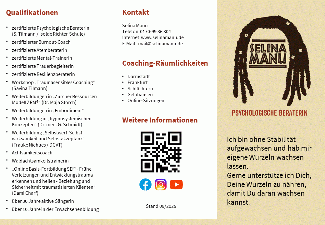 Selina Manu - Flyer Psychologische Beratung