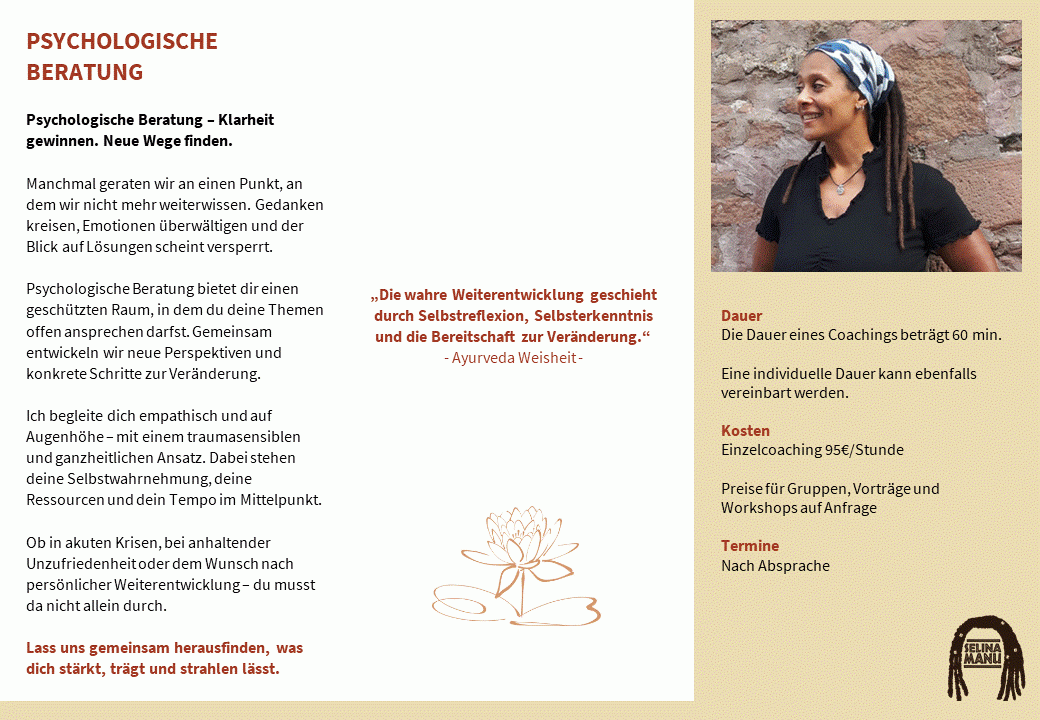 Selina Manu - Flyer Psychologische Beratung